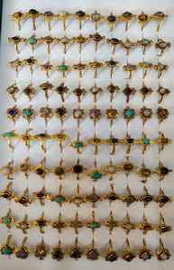 Bague en laiton de style bohème, bijoux fantaisie en gros, or et argent, pour elle, bague vintage avec pierres précieuses. - Product Image 3