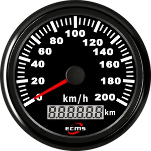 ECMS Speedometer Mobil Motor, Odometer Truk Traktor Motor Mobil Hitam Tahan Air 200Kmh dengan Lampu Latar 12V/24V