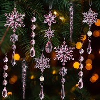 Décoration de Noël en acrylique en gros, pendentif transparent à suspendre pour sapin de Noël