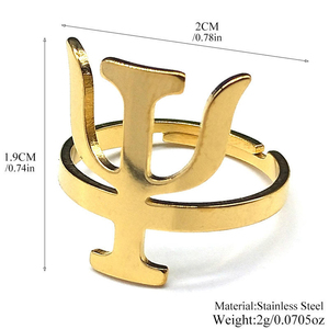 Colares Masculinos com Pingente Simples de Letra PSI em Aço Inoxidável Dourado – Colar de Psicologia para Mulheres – Joias - Product Image 5
