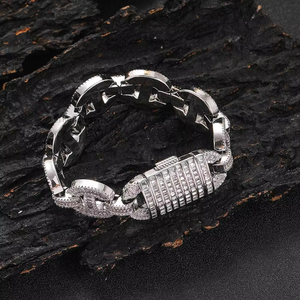 Hip Hop 16mm <b>Copper</b> Inlaid Zircon Pig Nose Cuban Chain Custom Jewelry Men's Trend <b>Bracelet</b> Tanjing - Product Image 4