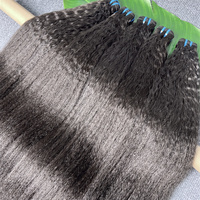 Lot de Tissages Cheveux Humains Raides Crépu à Cuticules Alignées, Cheveux Vierges Bruts à Double Trame, Extensions de Cheveux Raides Crépu en Gros