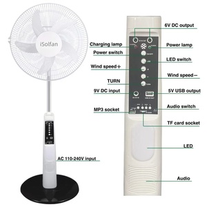 Ventilador <span class=keywords><strong>de</strong></span> Pie <span class=keywords><strong>de</strong></span> 18 Pulgadas con Energía Solar, 12V AC/DC, USB, 2 Bombillas y Batería, Precio Económico en Foshan, China - Product Image 4
