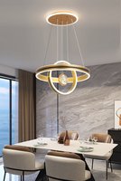 Lustre de décoration intérieure pour salon et salle à manger, anneaux en acrylique, luminaire suspendu LED en aluminium et silicone