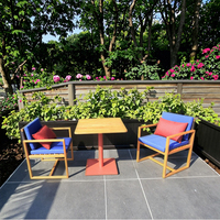 Ensemble de salle à manger en teck pour terrasse confortable, patio extérieur, café, bistrot
