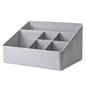 Desktop Organizer Storage Box Rectangle Gray PP Material For Remote <b>Controls</b> Pens Cosmetics Office Desk Compartmentalized - Product Image 5