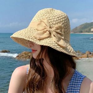 Sombrero de Papel para Mujer con Lazo, Tejido, Estilo Playa, Protección Solar, Modelo J0213 - Product Image 6