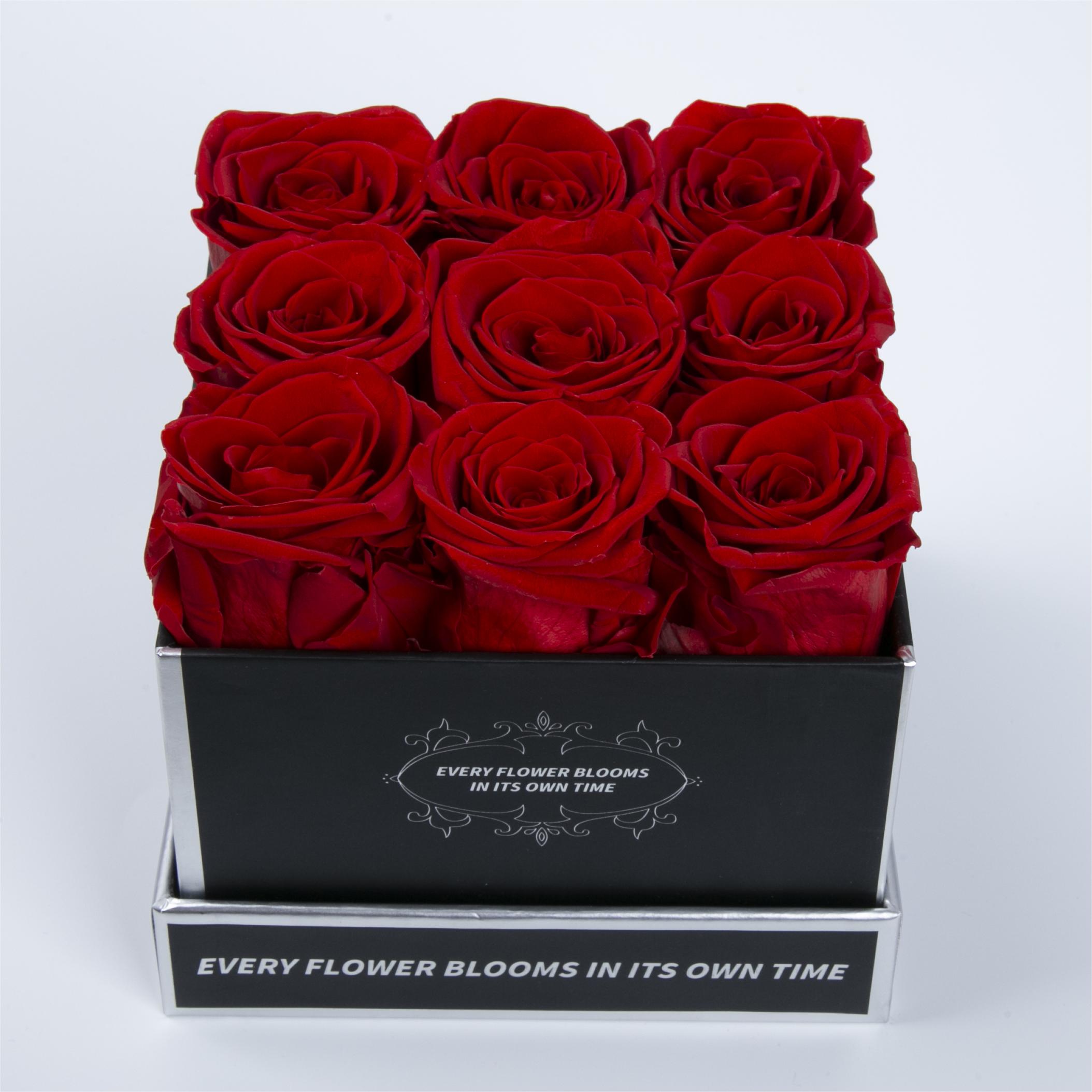 9 Roses In Square Box