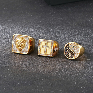 KALEN cincin Stainless Steel Mode Pria, cincin perhiasan Unisex, cincin Tai Chi, silang singa, baja anti karat, cincin mode pria Vintage - Product Image 6
