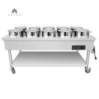 LYROE Commercial Hotel Food Catering Service Electrique Acier Inoxydable Steamtable Chauffage Bain Marie Pan Slot Buffet Counter