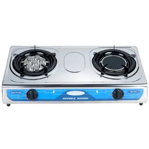 Nhà Hàng Cheff Chuyên Nghiệp Với Ss 2 Burner Table Top Cooking Cylinder Cover Big Flame Lpg Bếp Gas Tự Nhiên Bếp Gas