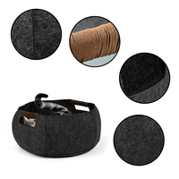 Lit rond en feutre pour chat avec poignées de transport, niche intérieure pour chat, abri confortable pour animaux de compagnie pour la maison