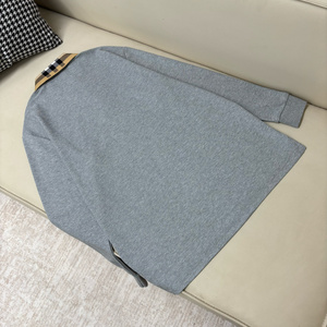 Customized logo Grey Classic Casual 100% Cotton Slim Bur berry <b>Vintage</b> Long-sleeved <b>Polo</b> <b>Shirt</b> for Men - Product Image 3