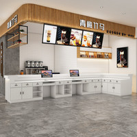 Qianhao - Mobilier de bureau commercial de luxe léger de style médiéval, ensemble complet en MDF carré, bureau de réception pour restaurant