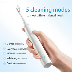 فرشاة أسنان كهربائية K5 للسفر، صوتية قابلة لإعادة الشحن، ناعمة، مقاومة للماء IPX7، عمر بطارية 60 يومًا - تحكم بالضغط للاستخدام العائلي - Product Image 4
