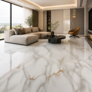 Lastra in Gres Porcellanato Sinterizzato di Lusso Effetto Marmo MESH FISH BELLY GOLD, Grande Formato, Dimensioni Personalizzabili, per Rivestimenti a Parete e Pavimenti di Ville - Product Image 4