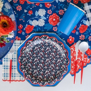Platos de Papel Desechables DAMAI Navy Liberty con Diseño Floral, Juego de Platos y Servilletas para Fiestas, Platos de Papel Impresos Personalizados - Product Image 1
