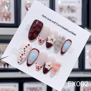 Decoraciones de <span class=keywords><strong>Uñas</strong></span> Acrílicas 3D con Flores Coloridas y Verdes Primaverales, Arte de <span class=keywords><strong>Uñas</strong></span> Naturales de Alta Calidad, <span class=keywords><strong>Hermosas</strong></span> <span class=keywords><strong>Uñas</strong></span> Postizas Reutilizables - Product Image 2