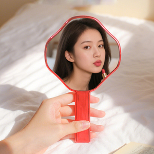 Zonyin Wholesale New Design Diamond Shape Makeup <strong>Mirror</strong> <strong>Plastic</strong> pink Electroplated Ripple Handheld Travel <strong>Mirror</strong> for Girls Women - Product Image 4