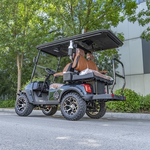 Carrito de Golf Eléctrico de 4 Pasajeros con Neumáticos Todoterreno, Amortiguadores Hidráulicos y Asientos de Cuero Color Bronceado - Product Image 2