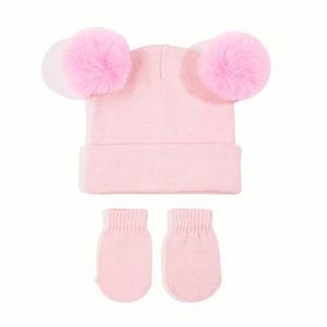 Child Cute Beanies <b>Hat</b> <b>Set</b> Baby Kids Solid <b>Hat</b> <b>Gloves</b> Winter Warm Suit <b>Set</b> for Toddler Boy Girl - Product Image 6