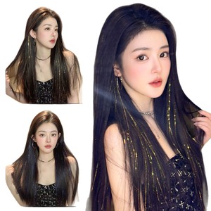 Extension de cheveux synthétiques lisses irisés dorés brillants avec pince BB pour femme, pour volume et mise en valeur sur scène - Product Image 4