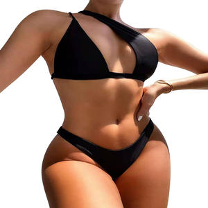 Bikini de LICRA de un hombro para mujer de Color sólido más vendido, 1 pieza, traje de baño impermeable de secado rápido, ropa de playa para adultos - Product Image 3