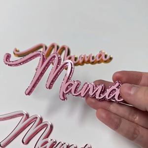 Decoración del Día de la mamá más vendida elegante estilo Ins español de doble capa acrílico pastel Topper "mamá" Cupcake decoración a granel - Product Image 3