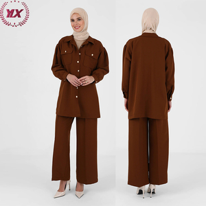 Commercio all'ingrosso 2 pezzi di <span class=keywords><strong>abbigliamento</strong></span> donna musulmana stile semplice tuta Casual islamica camicetta popolare con pantaloni <span class=keywords><strong>Online</strong></span> - Product Image 6