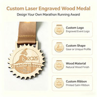 Médaille de fin de course en bois et bambou transparente, durable et gravée, pour marathon et course à pied, vente en gros du fabricant, médaille en bois personnalisée