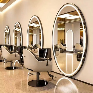 Miroir de coiffure moderne en verre, durable, sur pied, mobilier de salon commercial - Product Image 1