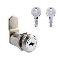 Serrure à came plate en alliage de zinc MK104-30 finition chrome brillant avec clé passe-partout pour armoires, bureaux et tiroirs (clé à 1 ou 2 positions)