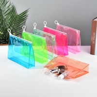 Accepter Logo Personnalisé Givré Transparent Sacs à Cosmétiques en Vinyle PVC Scellé Pochette de Maquillage pour les Articles de Toilette de Voyage avec Fermeture Éclair