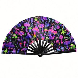 Bamboo Folding Clack Hand Handheld Fan for Edm Music Party Dance Decoration <b>Gift</b> - Product Image 5