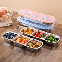 Boîte à lunch compartimentée en acier inoxydable 304, récipient de préparation de repas à portions contrôlées, étanche, compatible micro-ondes, 500-800 ml