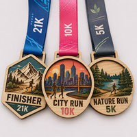 Médaille en bois personnalisée, écologique, gravée au laser, pour course à pied, course de trail, marathon, récompense pour le succès