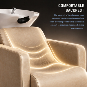 Fauteuil de lavage de cheveux en cuir PU de haute qualité, moderne, avec bol en céramique, pour salon de coiffure, nouveau fauteuil de shampoing - Product Image 5