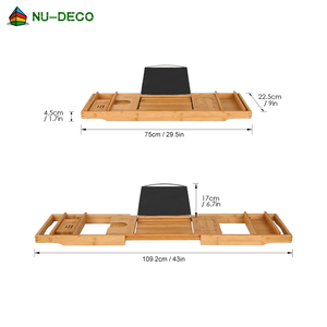 Plateau pour la baignoire en bambou, nouvelle baignoire en bois de bambou, caddie de luxe extensible - Product Image 5