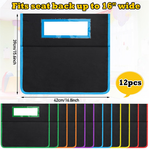 12 Pack Chairback Buddy Pocket Chart Seat Back Organizer Student Storage with Label Slot for Classroom Kindergarten School Home - Product Image 2