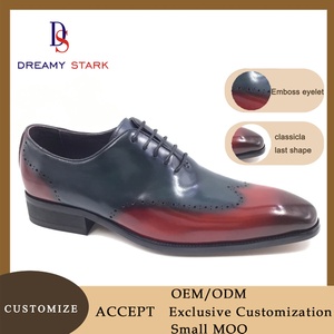 Chaussures Oxford de mariage pour hommes, faites à la main, bicolores, effet vieilli, de haute qualité, vintage, en cuir véritable, confortables et luxueuses - Product Image 2