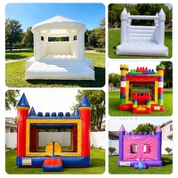 Château gonflable blanc avec toboggan, structure gonflable en PVC, château gonflable blanc avec toit, petite maison gonflable, château de saut pour adultes