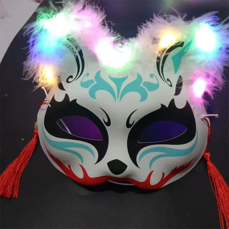여우 마스크 하프 페이스 액세서리 코스프레 파티 봉제 조명 용품 일본식 여우 고양이 마스크 (랜덤 타입)
