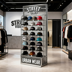 Espositore in Rete Metallica per Scarpe e Cappelli, Design a Più Livelli per Supermercati e Negozi al Dettaglio - Product Image 3