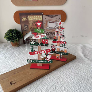 Adornos Navideños de Madera para Mesa, Decoraciones Navideñas Transfronterizas, Regalos de Fiesta con Santa Claus y Muñeco de Nieve - Product Image 6