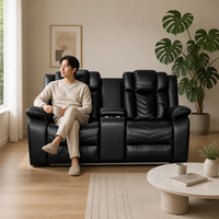 Canapé deux places inclinable électrique au design italien élégant avec console centrale pour ensemble de décoration de salon de villa contemporaine