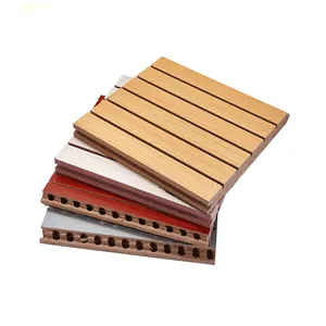 Fireproof Wooden Grooved Wall Paneling MDF Board Akustik Panel for Office Building Acoustic Panels