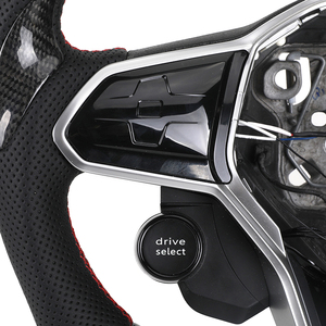 Volant en cuir semi-perforé avec bouton de démarrage, en fibre de carbone et LED pour VW Volkswagen <span class=keywords><strong>Golf</strong></span> R 6 7 7.5 <span class=keywords><strong>8</strong></span> MK8 MK7 8R Gti <span class=keywords><strong>Gtd</strong></span> - Product Image 3