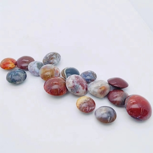 Palmeras de jaspe natural oceánico piedra curativa de Palma de cristal curativa a granel al por mayor para meditación - Product Image 6