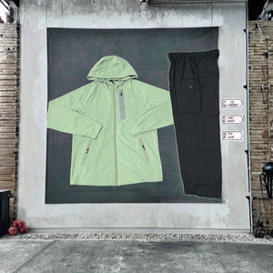 Veste décontractée vintage pour homme, course à pied en plein air, fitness, fermeture éclair intégrale, capuche, cordon de serrage, motif léopard, 100% nylon, patchwork - Product Image 3