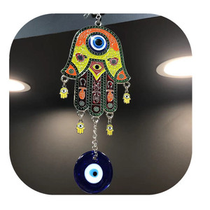 Colgante de pared con borlas de mano para coche, amuleto de ojo malvado, Hamsa, adornos de cristal, novedad, venta - Product Image 1